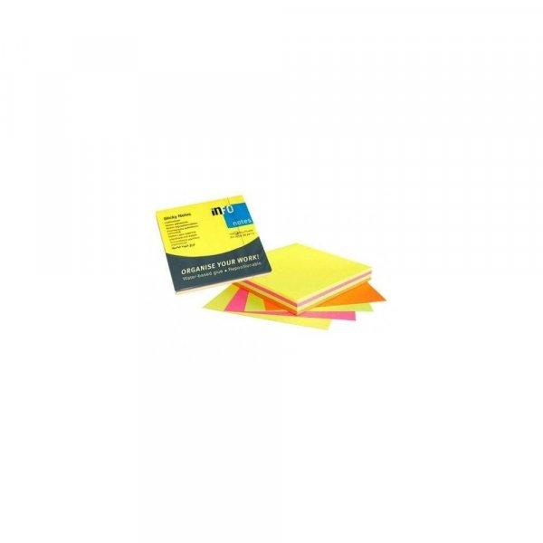 Jegyzettömb öntapadó, 75x75mm, 4x80lap,Info Notes, brilliant mix,
rózsaszín, sárga, zöld, narancssárga