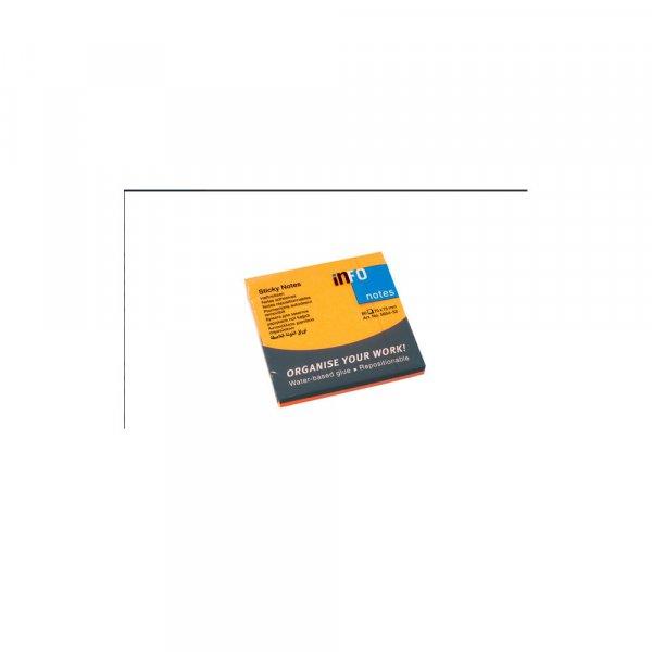 Jegyzettömb öntapadó, 75x75mm, 80lap, Info Notes brilliant narancssárga 2
db/csomag