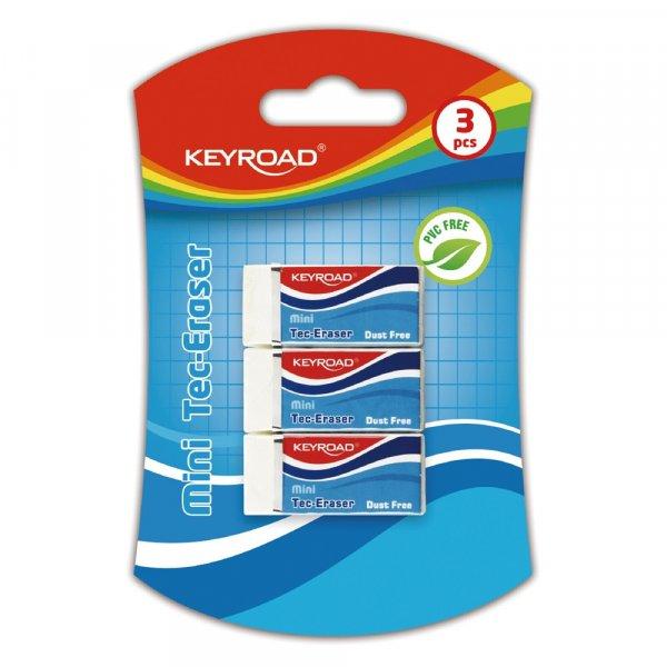 Radír, PVC mentes 3 db/bliszter Keyroad Tec Eraser 2 db/csomag