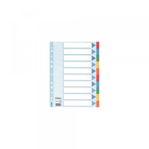 Regiszter A4, 10 részes karton írható előlappal Esselte Standard színes