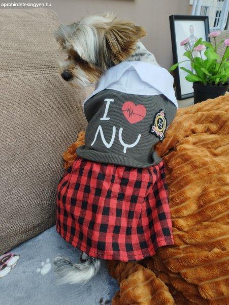 Kutyaruha - I Love New York kockás szoknyás csajos ruha