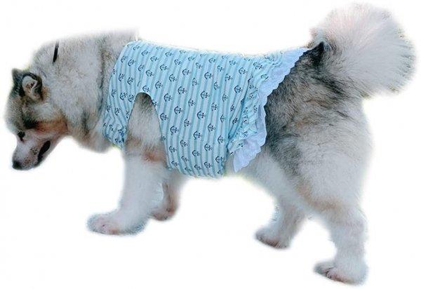 Kutyaruha - Könnyed ruha kék csíkokkal és vasmacska figurával - Nagy
kutyáknak!