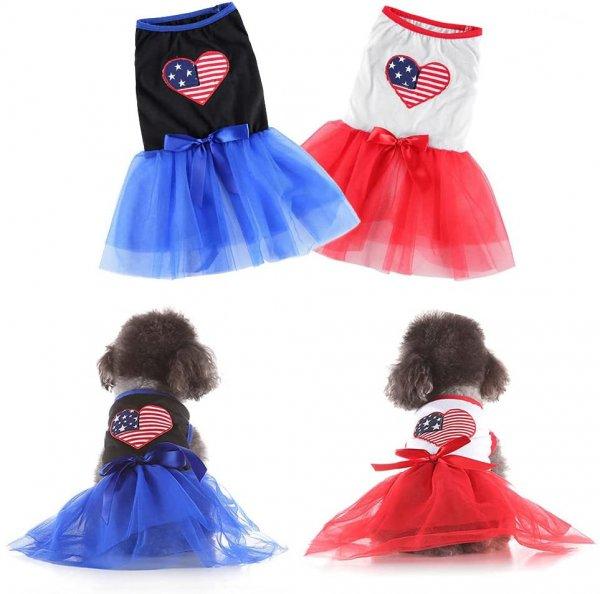 Kutyaruha - Nyári, könnyű kutyaruha amerikai zászlós szív mintával -
kétféle színben