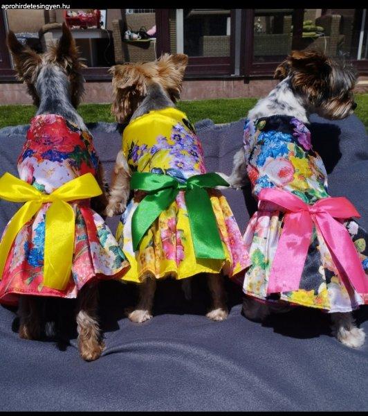 Kutyaruha - Virágmintás, nyári kutyaruha masnival - többféle színben 