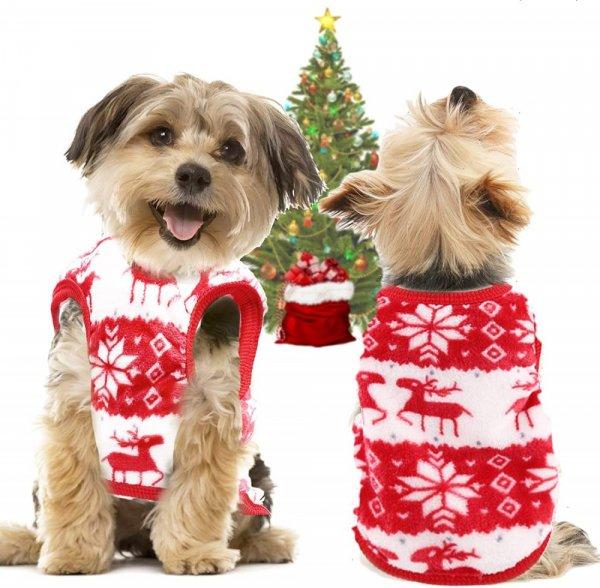 Kutyaruha - Karácsonyi Póló - Ujjatlan, szarvas mintával piros színben