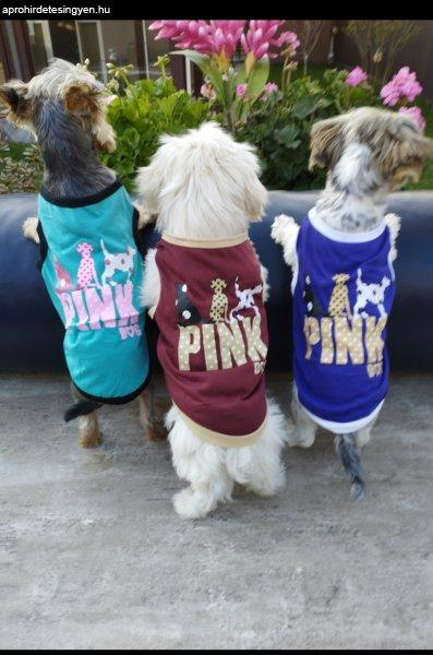 Kutyaruha - Pink logós kutyus mintás trikó - 3 választható szín