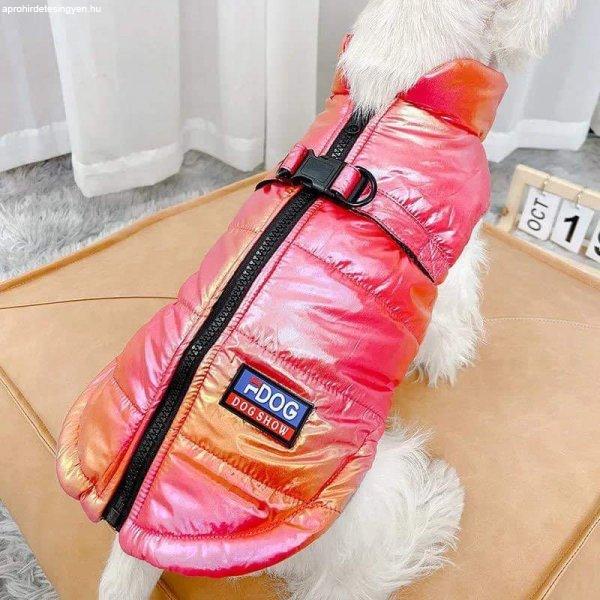 Kutyaruha - Kutyakabát - kutyamellény - Színváltós, Vízálló és
széltörő és a kedvenc hátán zipzáras!- rózsaszín/sárga