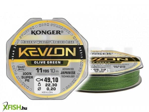 Konger Kevlon Olive Green X4 Fonott Előkezsinór 10m 0,10mm 9,8Kg