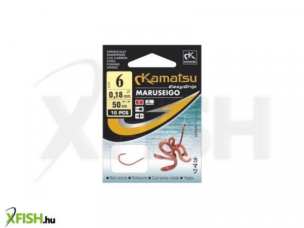 Kamatsu Red Worm Maruseigo Előkötött Pontyozó Horog Lapkás Piros 50 cm 0,20
mm 4 Rf 10 db/csomag