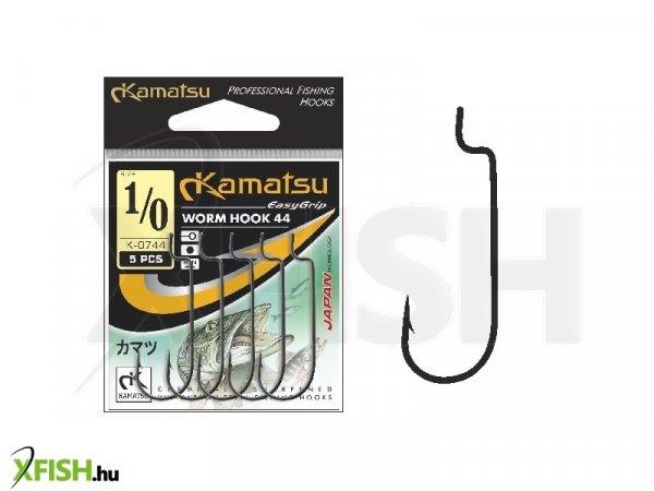 Kamatsu Worm 44 1/0 Blnr Füles Rablóhalas Horog Black Nickel 5 db/csomag