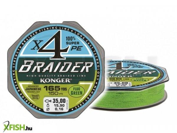 Konger Braider X4 Lime Green Fonott Zsinór 150m 0,12mm 10,1Kg