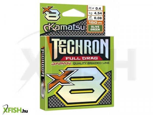 Kamatsu Braided Line Techron Full Drag X8 Olive Green Fonott Pergető Zsinór
150m 0,14mm 9,46Kg