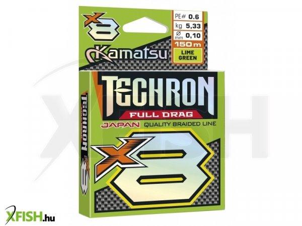 Kamatsu Braided Line Techron Full Drag X8 Lime Green Fonott Pergető Zsinór
150m 0,14mm 9,46Kg