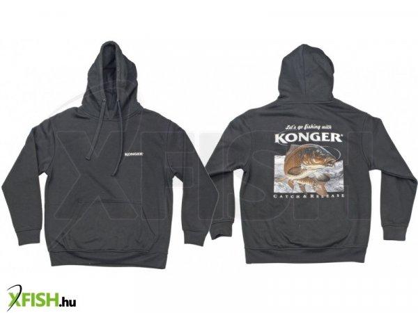 Konger Hoodie Carp Kapucnis Pulóver Ponty Fekete M