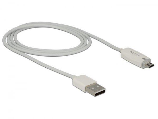 DeLock Data- and power cable USB 2.0-A male > Micro USB-B male with LED
indication White