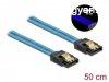 DeLock SATA 6 Gb/s Cable UV glow effect 0,5m Blue