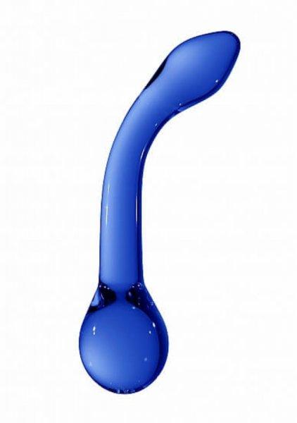 Christalino G-Rider - hajlított, G-pont üveg dildó (kék)