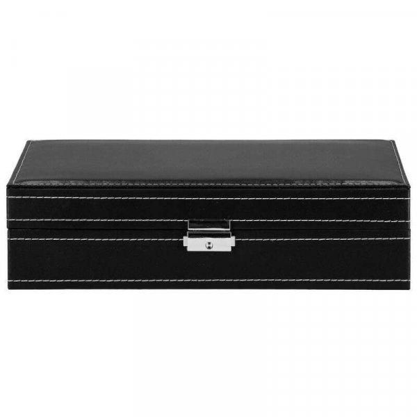 Springos Karóra és ékszerdoboz, fekete, 30x20x8 cm-es óratartó doboz