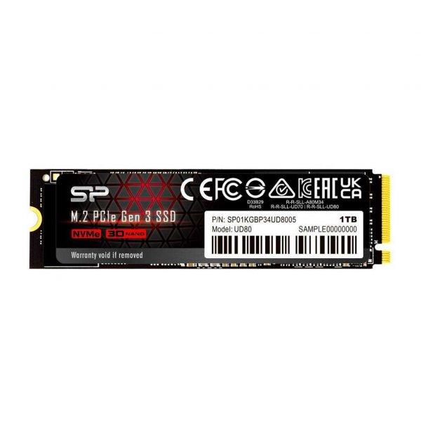 Silicon Power SSD - 1TB UD80 (r:3400MB/s; w:3000 MB/s, NVMe 1.4 támogatás, M.2
PCIe Gen 3x4)