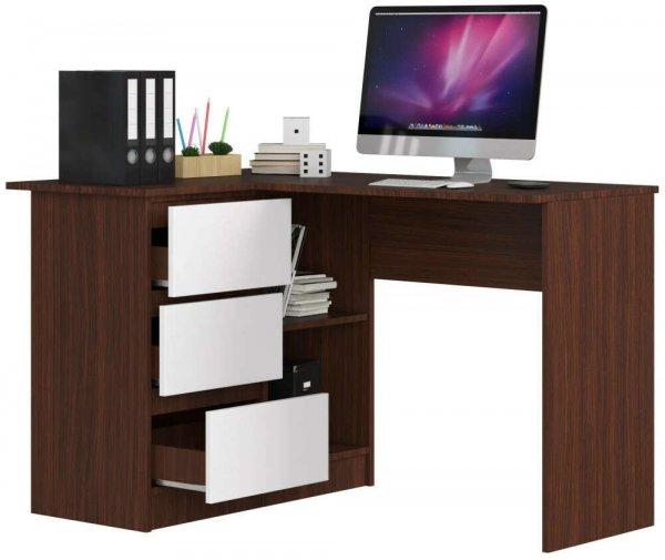 Sarok íróasztal - Akord Furniture - 124 cm - wenge / fehér (bal)