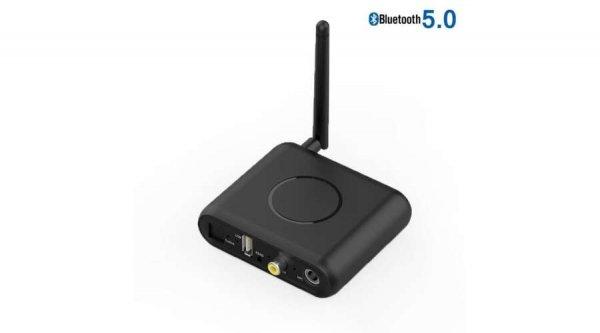BT08 Bluetooth 5.0 EDR audio vevő adapter Karaoke mikrofon bemenettel, USB MP3
csatlakozóval, DAC digitális analóg átalakító, távirányítóval