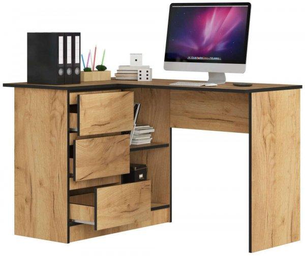 Sarok íróasztal - Akord Furniture - 124 cm - kézműves tölgy (bal)
