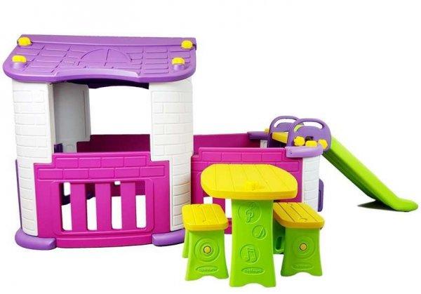 Gyermek Kerti játszótér készlet ház asztal csúszda lila 7920