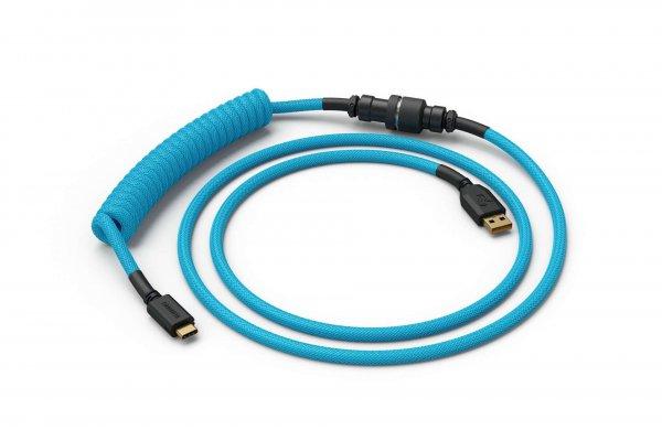 Glorious Coiled USB-C Spirál Kábel - Electric Blue (1.3m)