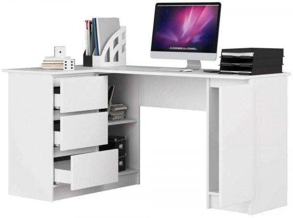 Sarok íróasztal Akord Furniture 155cm, fehér, bal