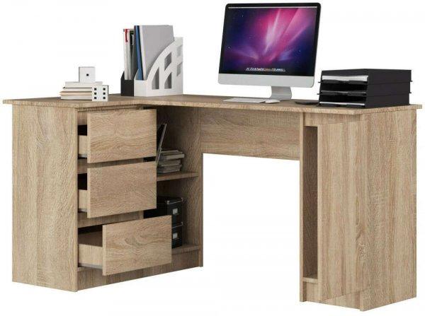 Sarok íróasztal Akord Furniture 155cm, sonoma tölgy, bal