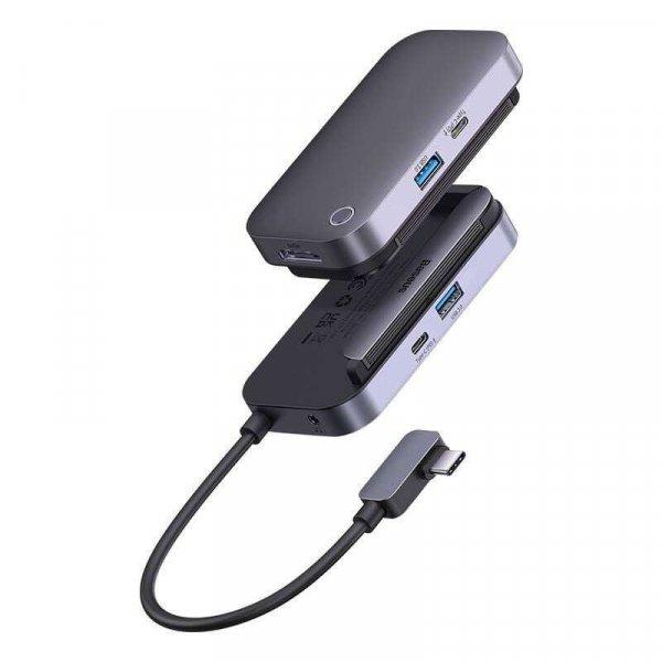 Baseus PadJoy Series Hub 4in1 USB-C to USB 3.0 HDMI USB-C PD jack 3.5mm szürke
(WKWJ000013)