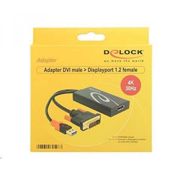Delock 62596 DVI-dugós csatlakozó > Displayport adapter, fekete (62596)