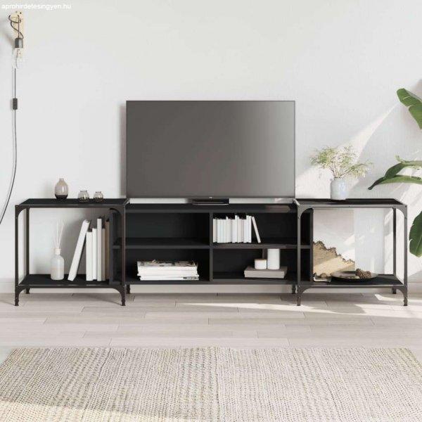 vidaXL fekete szerelt fa TV-szekrény 203 x 37 x 50 cm