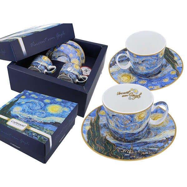 Van Gogh Csillagos éj porcelán csésze aljjal készlet 125 ml - 2 személyes