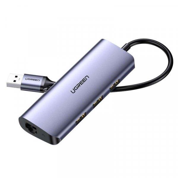 Ugreen multifunkciós adapter hub USB type-c - 3 x USB / Ethernet RJ-45 / Micro
USB szürke (cm252)