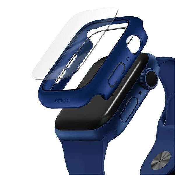 Apple Watch 4-6 / SE (40mm) Uniq Nautic okosóra tok beépített
üvegfóliával, Sötétkék