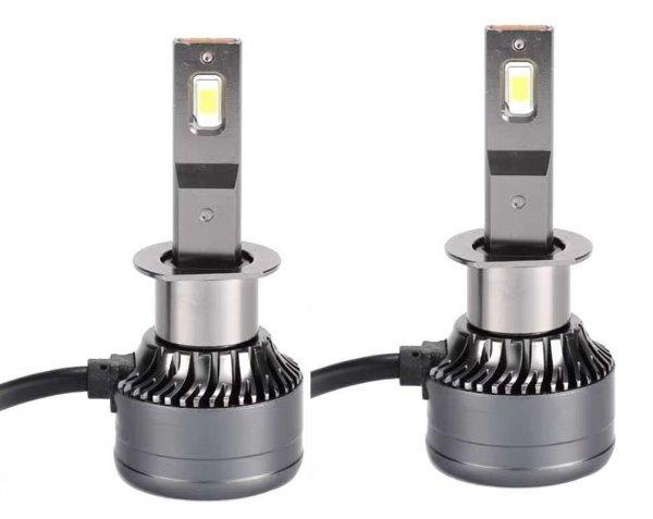 Head LED autó fényszóró izzó pár, H1 típusú, készlet/szett, 2db,
8000Lumen, CANBUS, 6500K hideg fehér, ezüst szín