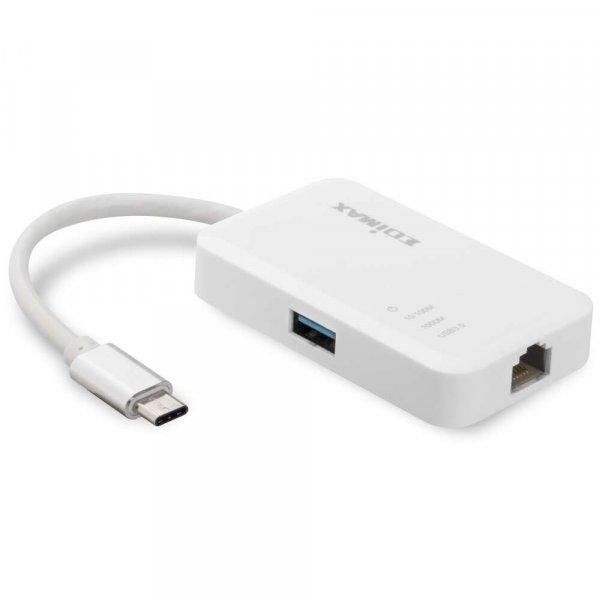 Edimax EU-4308 USB-C -> USB 3.0 HUB (3 port + 1 db RJ45 port) fehér