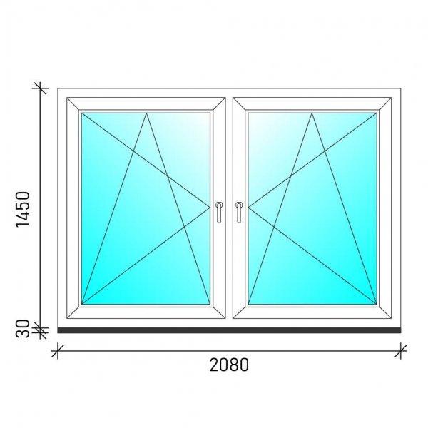 210×150 Tokosztott nyb/nyb műanyag ablak