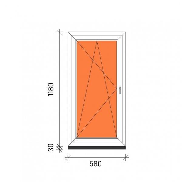 60×120 Bukó-nyíló műanyag ablak 3 rétegű üveggel