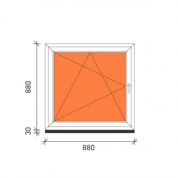 90×90 Bukó-nyíló műanyag ablak 3 rétegű üveggel