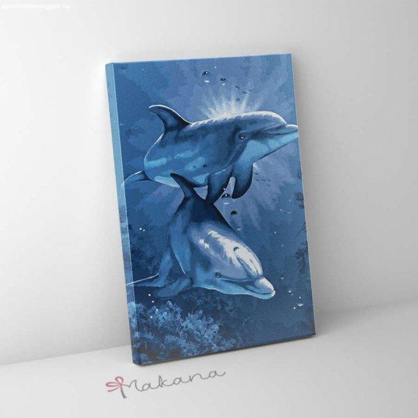 Delfinek a tenger mélyén - Számfestő készlet, kerettel (40x50 cm)