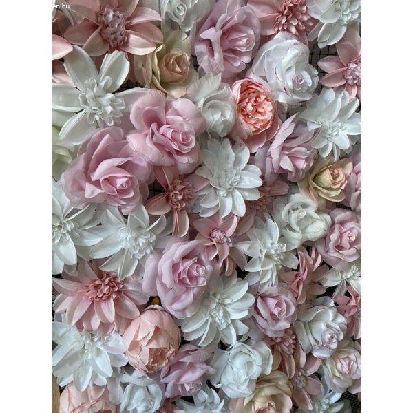 Virágfal, Rózsafal, Fotófal 150×150 cm Fehér-Krém-Rózsaszín