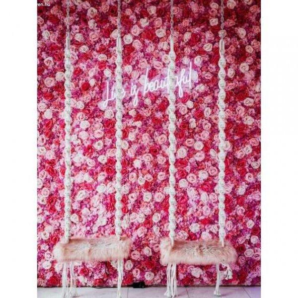 Virágfal, Rózsafal, Fotófal 150×200 cm Pink-Fehér-Mályva-Magenta