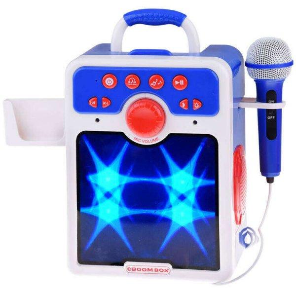 BoomBox kék hangszóró telefontartóval és mikrofonnal, tükörrel