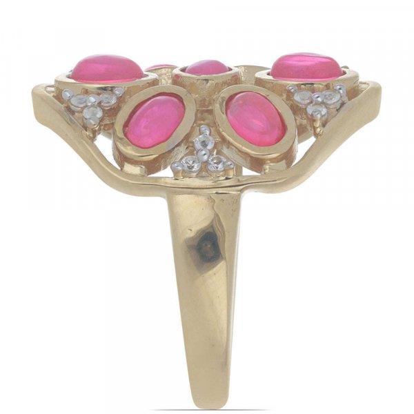 Arannyal Bevont Ezüst Gyűrű Pink Opállal, Méret: 54-55