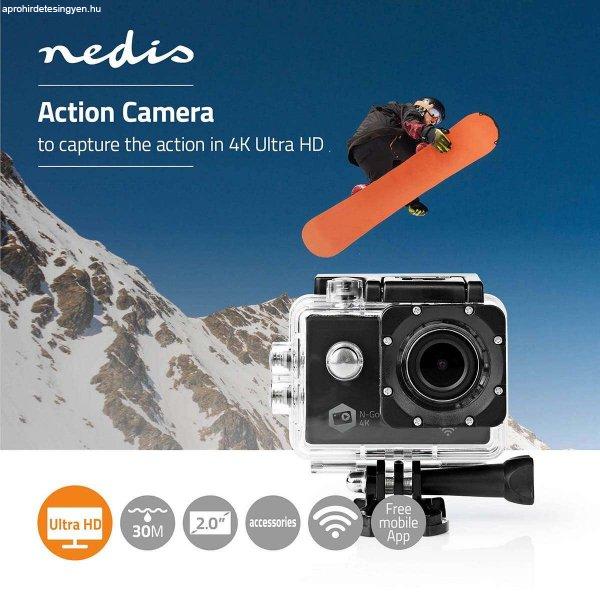 NEDIS ULTRA HD Akciókamera GOPRO kamera 4K@30fps 16 MPixel Vízálló akár:
30.0 m 90 min Wi-Fi Az alkalmazás elérhető:: Android™ / IOS  Rögzítőt
tartalmaz ACAM41BK 