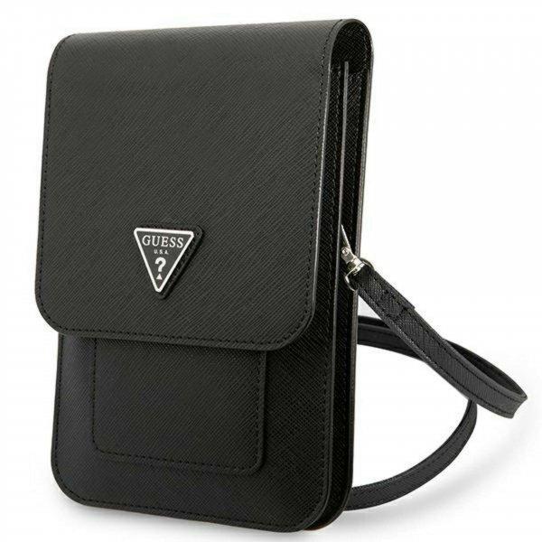 Guess Handbag GUWBSATMBK fekete / fekete Saffiano Triangle