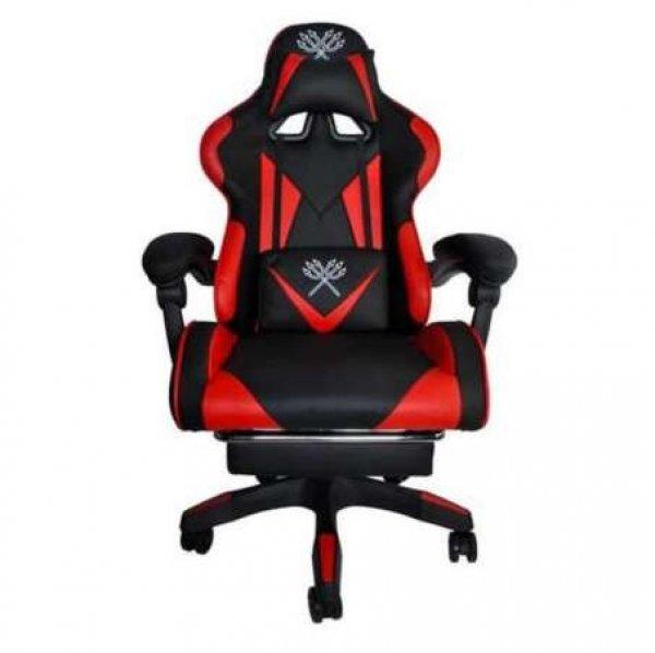 Gamer szék lábtartóval, fekete-piros - MS-985