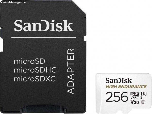 Sandisk High Endurance 256GB Micro SDXC memória kártya CL10 U3 V30 + adapter